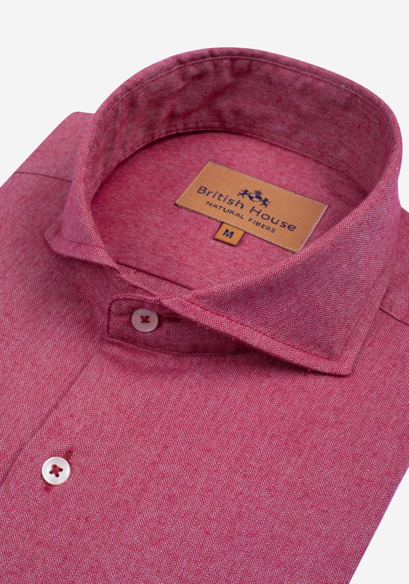 Cherry Red Washed Herringbone Flannel Shirt