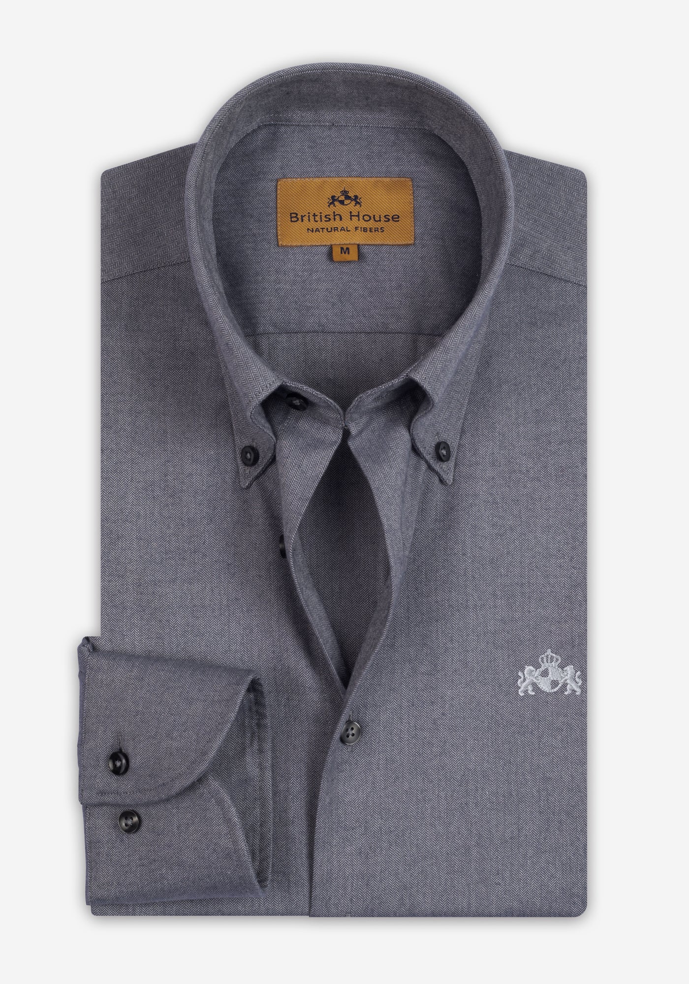 Rusty Grey Herringbone Flannel Shirt