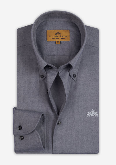 Rusty Grey Herringbone Flannel Shirt