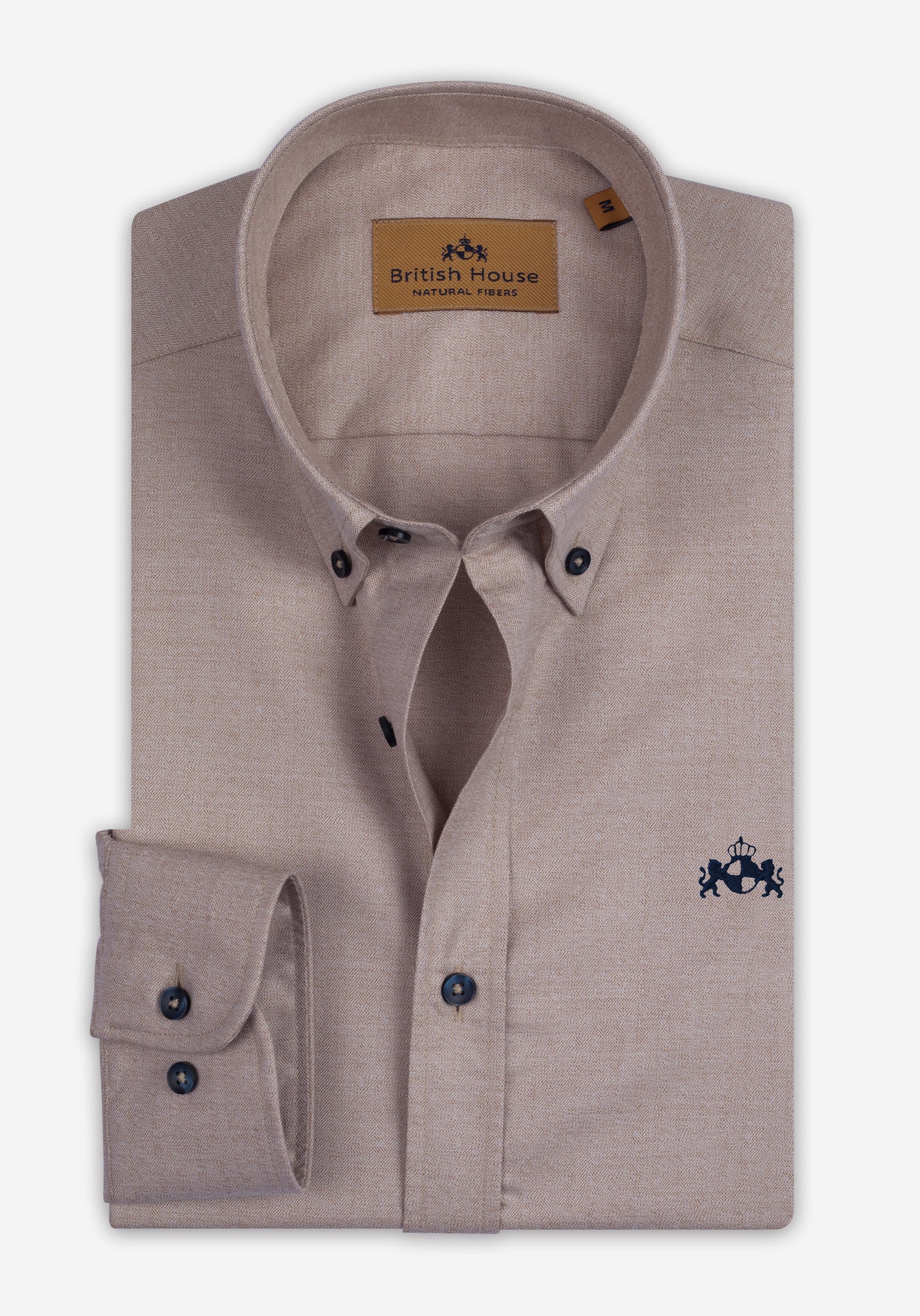 Pale Beige Herringbone Flannel Shirt