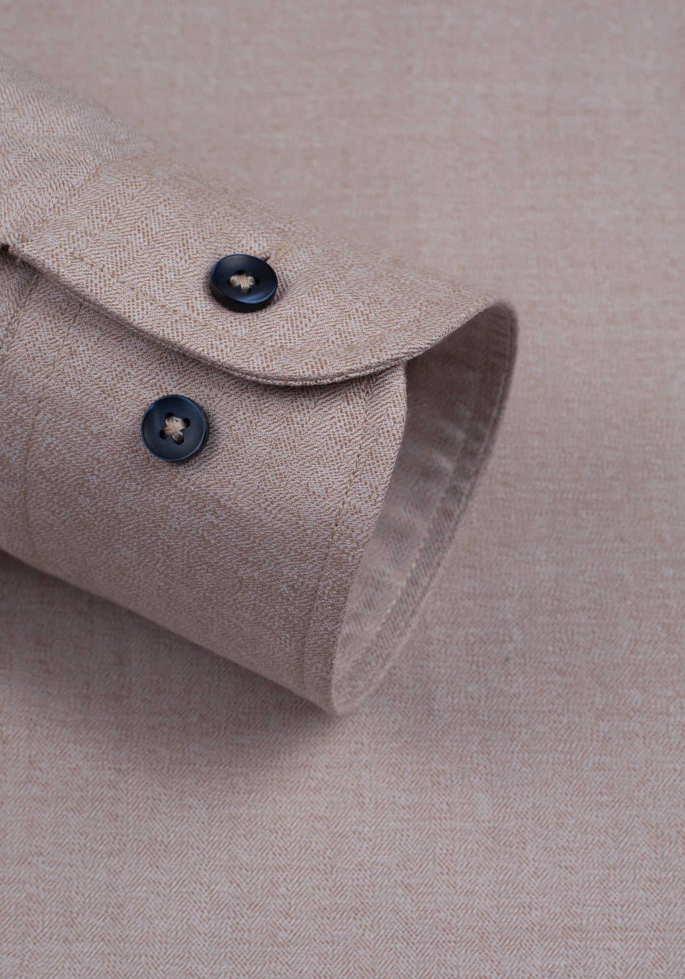 Pale Beige Herringbone Flannel Shirt