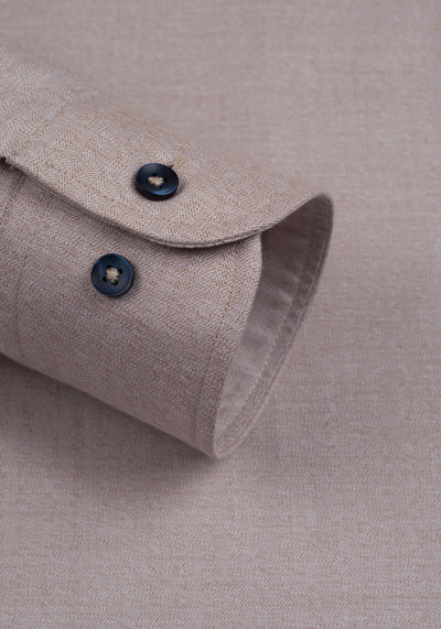 Pale Beige Herringbone Flannel Shirt