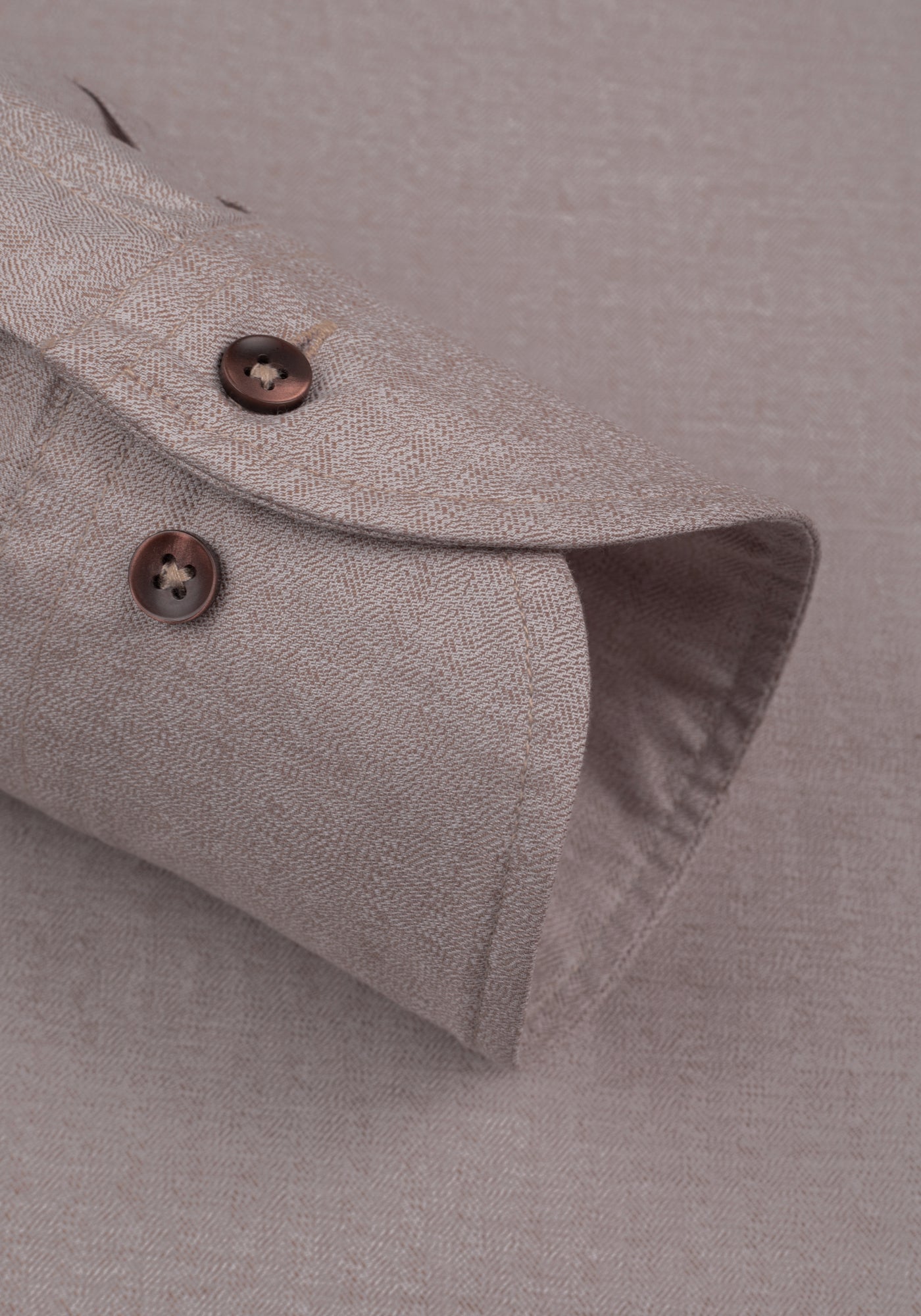 Dull Beige Washed Herringbone Flannel Shirt