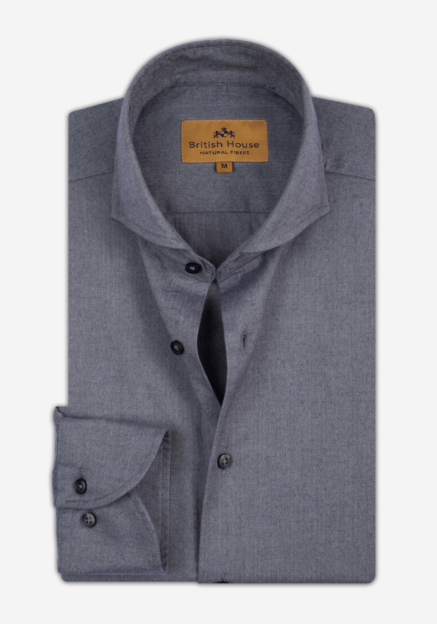 Dusk Grey Washed Herringbone Flannel Shirt