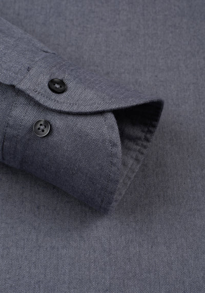 Dusk Grey Washed Herringbone Flannel Shirt