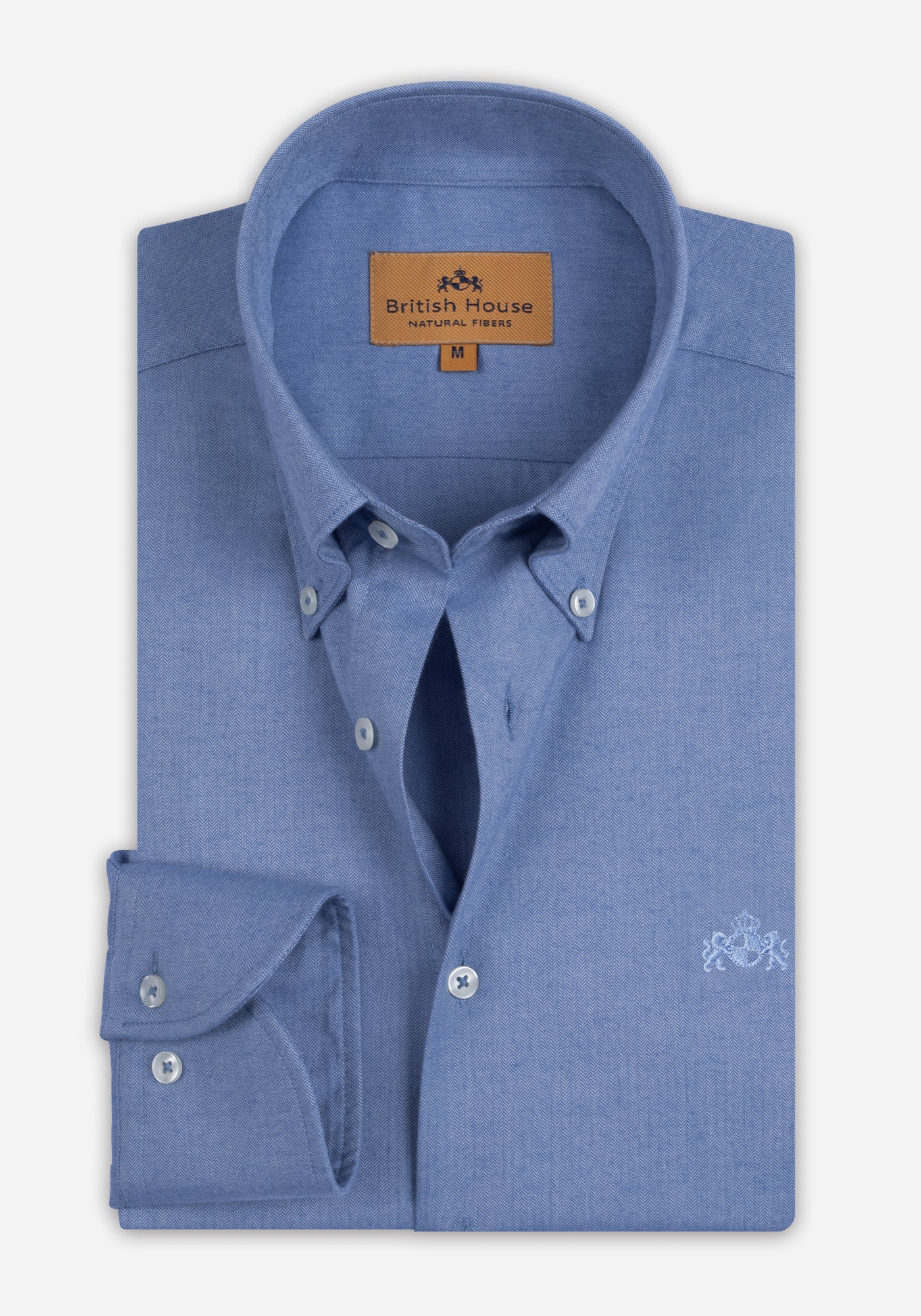 Steel Blue Herringbone Flannel Shirt