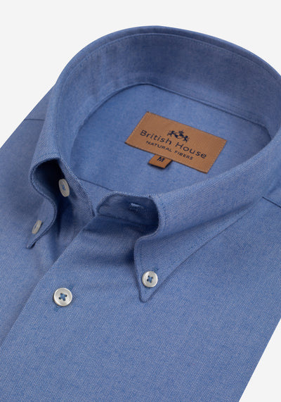 Steel Blue Herringbone Flannel Shirt
