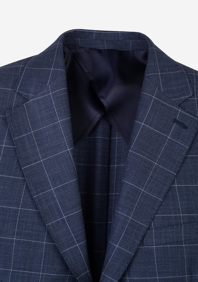Contemporary Fit Faded Navy Checked Blazer