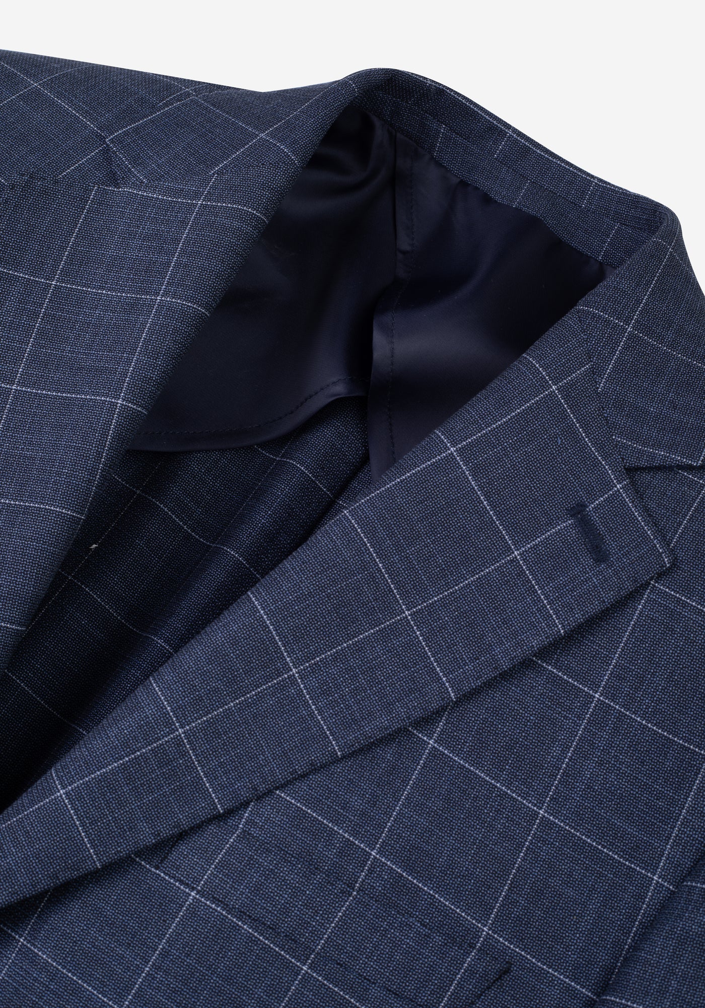 Contemporary Fit Faded Navy Checked Blazer
