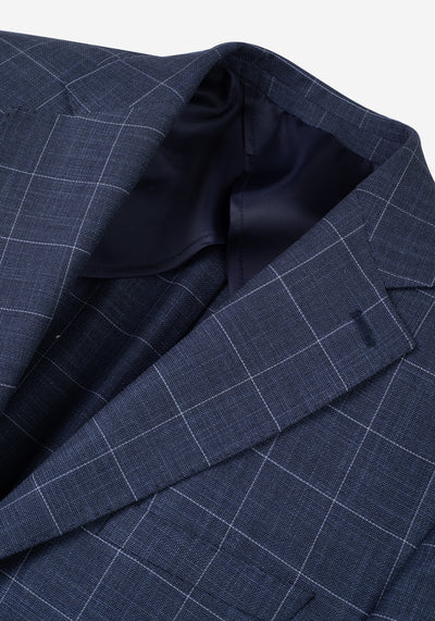 Contemporary Fit Faded Navy Checked Blazer
