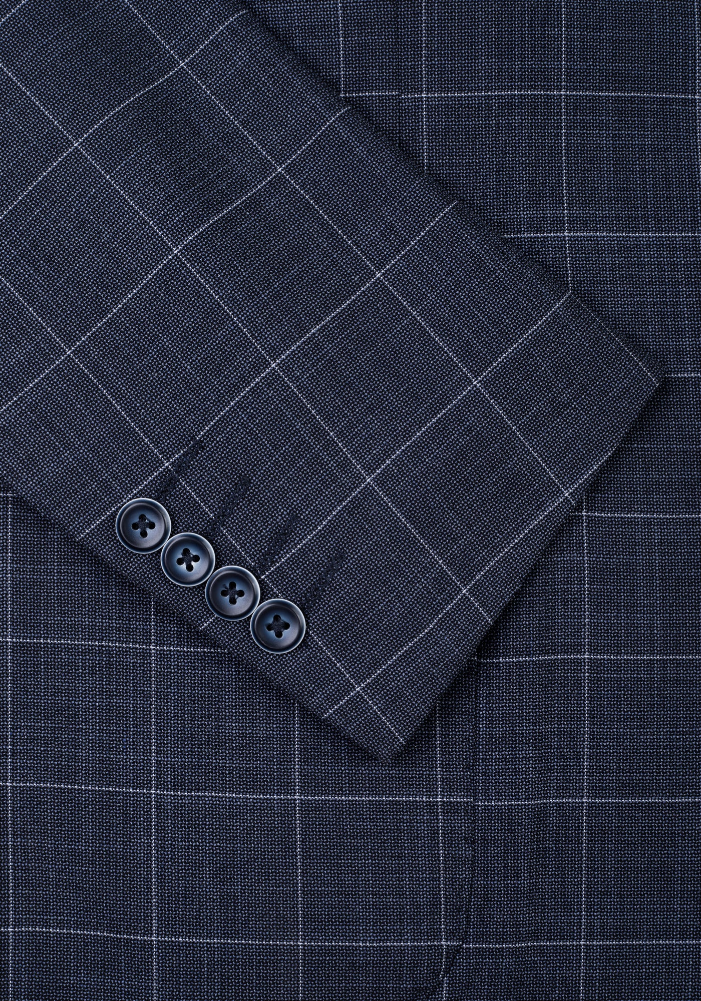 Contemporary Fit Faded Navy Checked Blazer