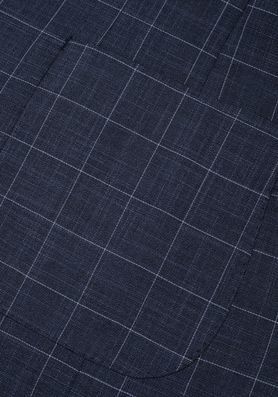 Contemporary Fit Faded Navy Checked Blazer