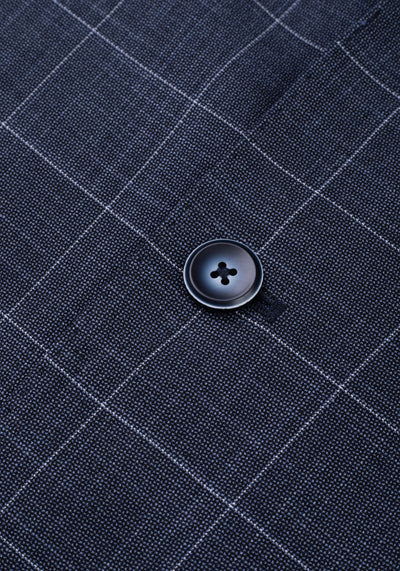 Contemporary Fit Faded Navy Checked Blazer