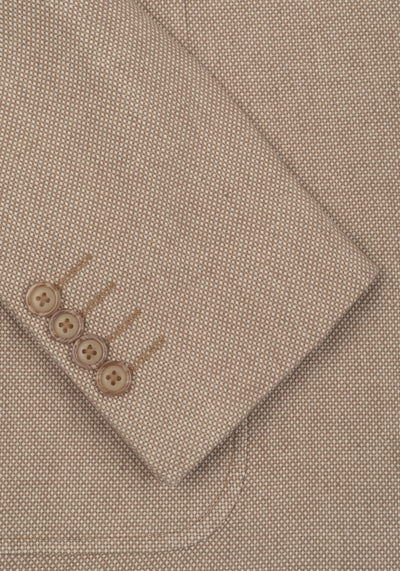 Contemporary Fit Sand Brown Dotted Linen Blend Blazer