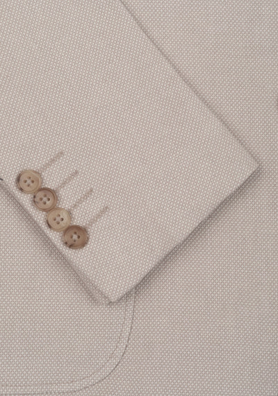 Contemporary Fit Breeze Beige Dotted Linen Blend Blazer