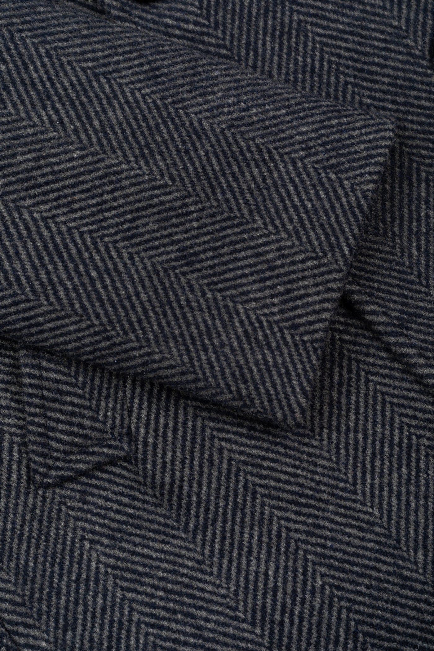 Navy Grizzle Grey Double-Breasted Herringbone Coat