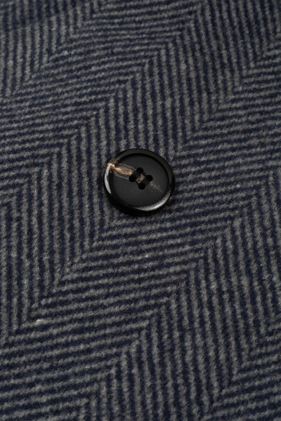 Navy Grizzle Grey Double-Breasted Herringbone Coat