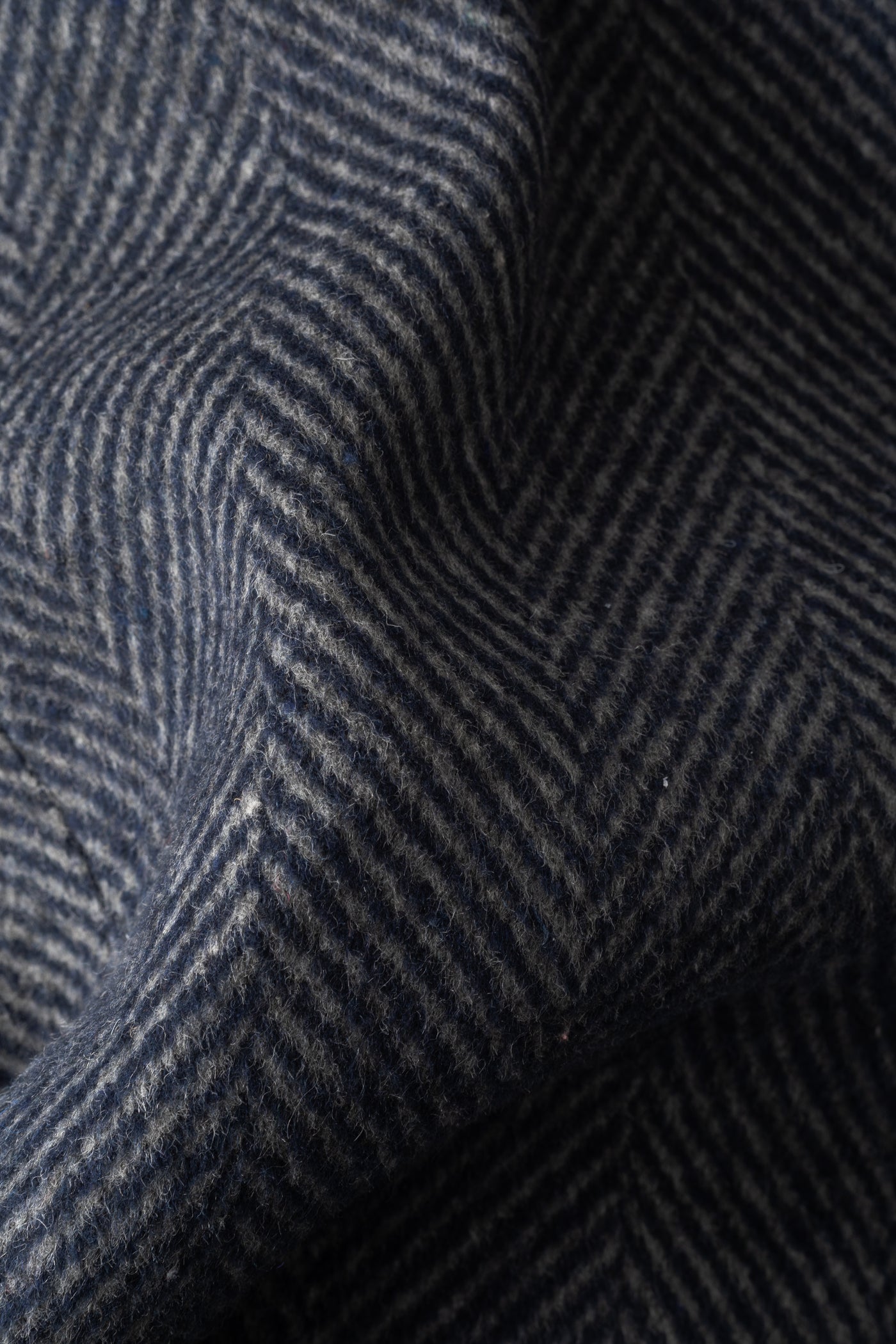 Navy Grizzle Grey Double-Breasted Herringbone Coat