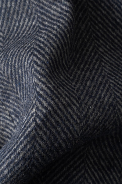 Navy Grizzle Grey Double-Breasted Herringbone Coat