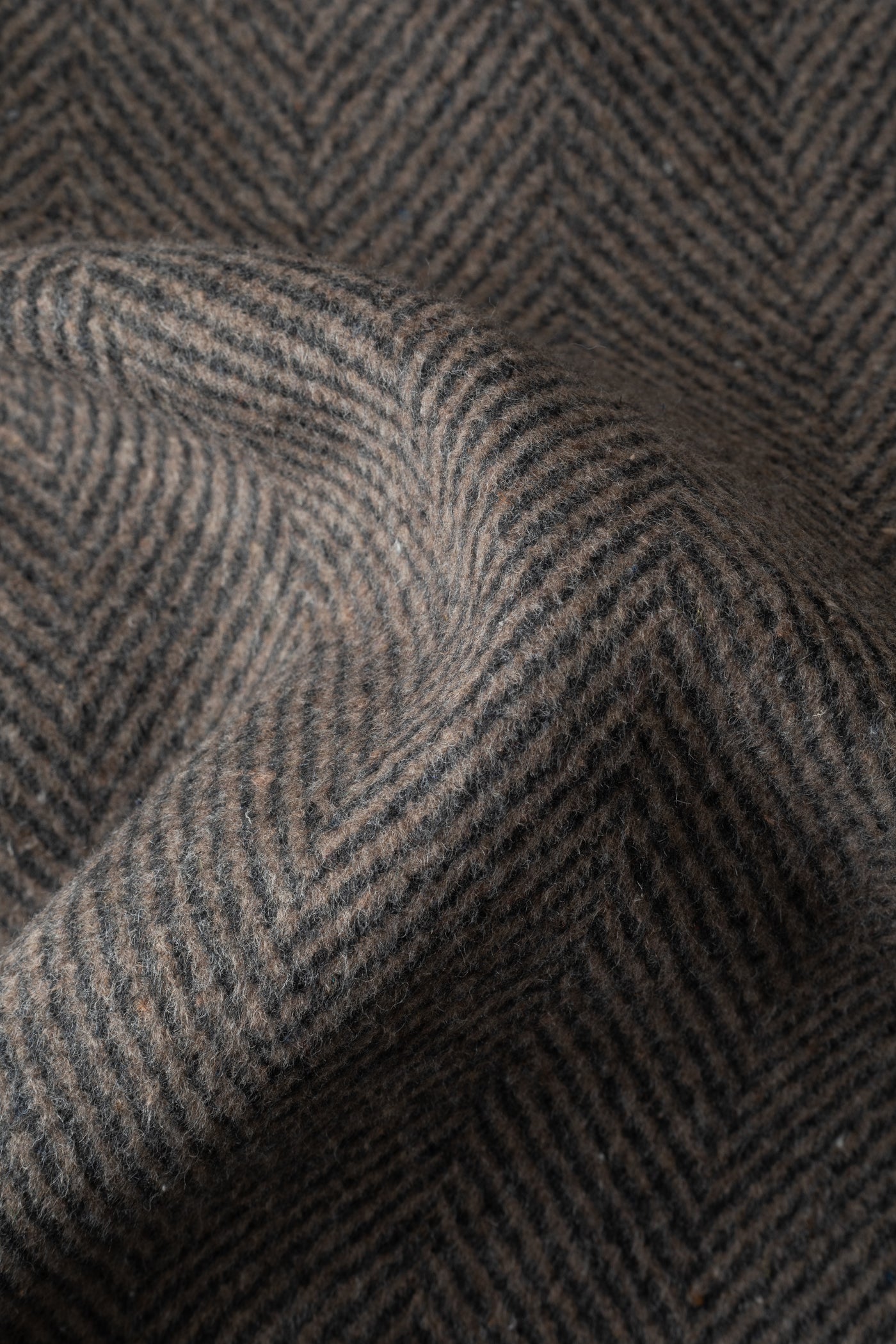 Dim Beige Double-Breasted Herringbone Coat