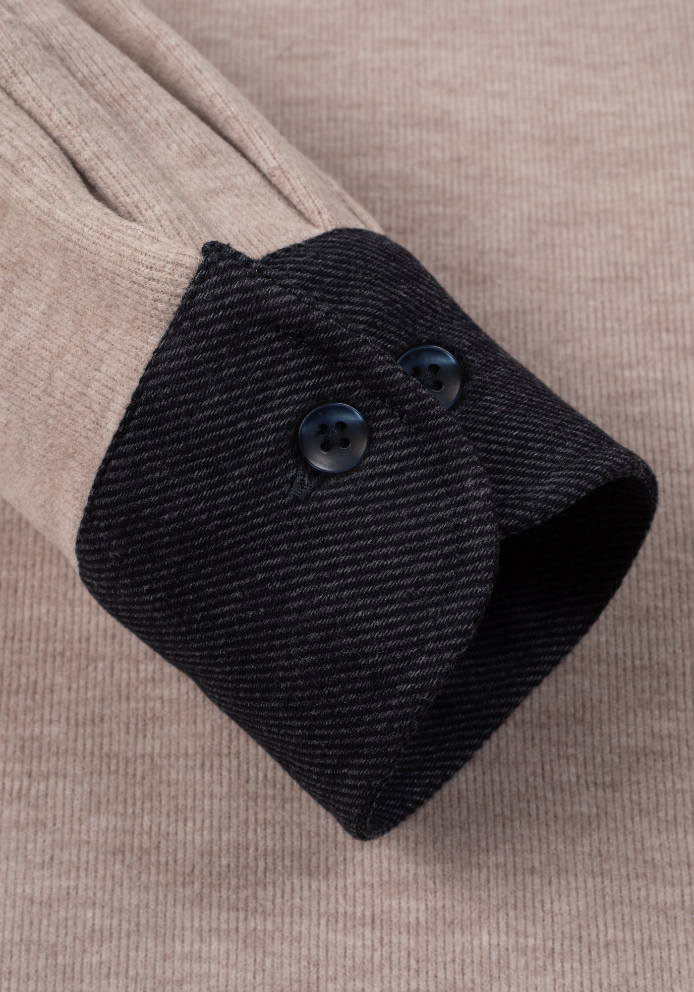 Pale Beige Dense Cotton Polo Shirt - Long Sleeve