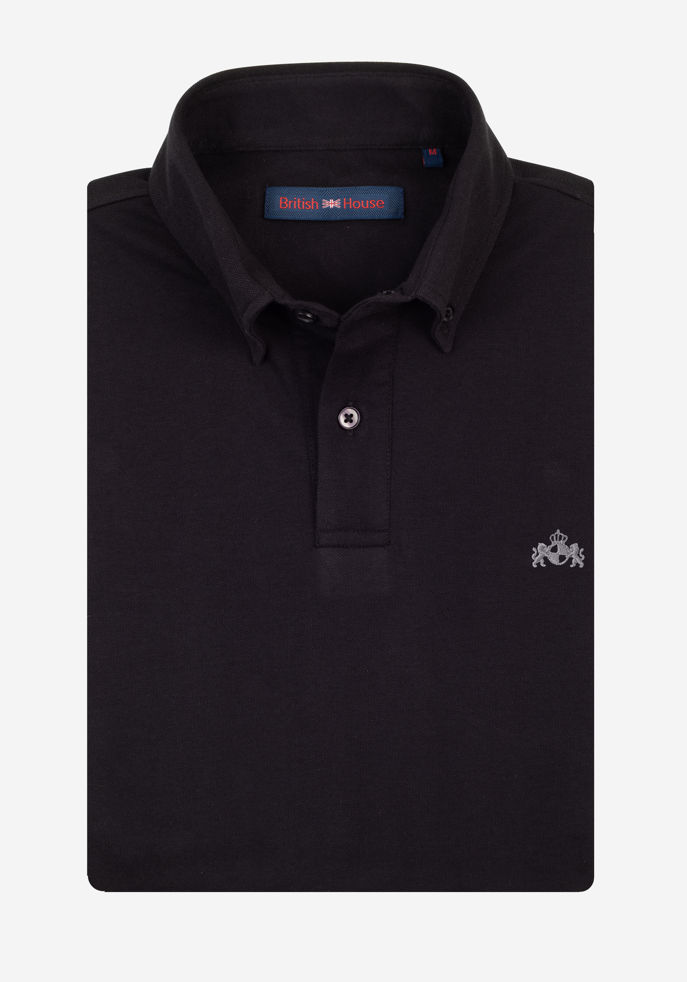 Void Black Cotton Polo Shirt - Long Sleeve