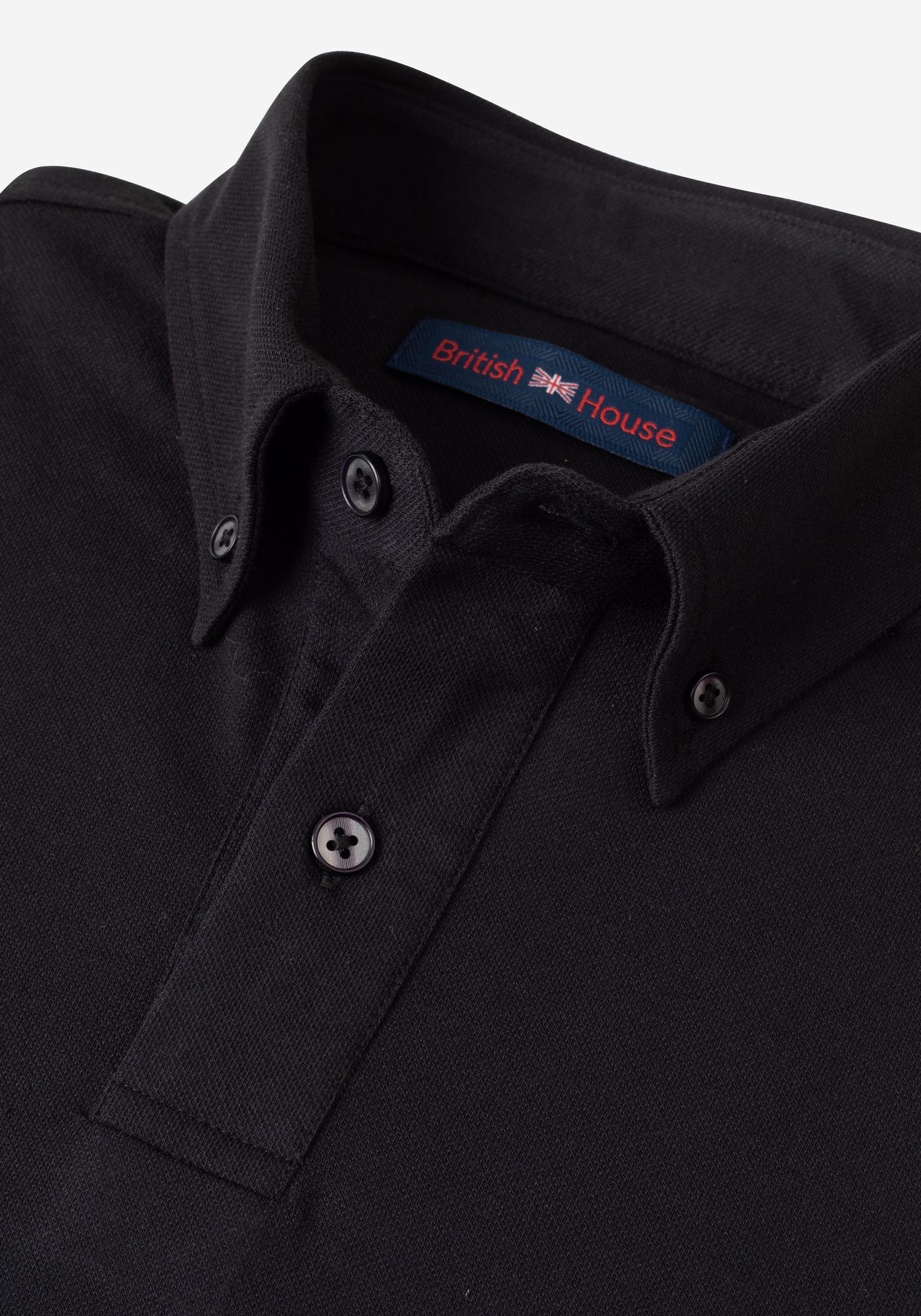 Void Black Cotton Polo Shirt - Long Sleeve