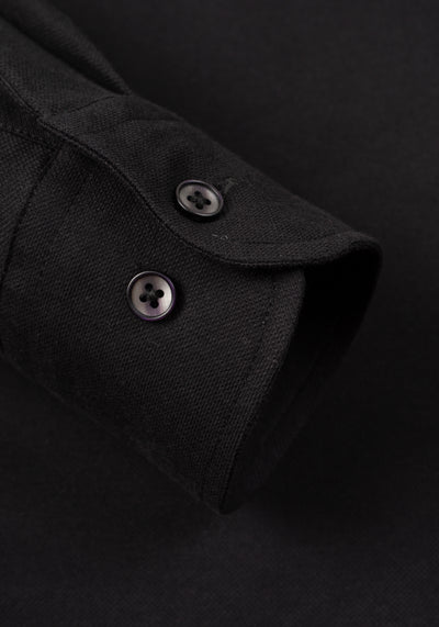 Void Black Cotton Polo Shirt - Long Sleeve