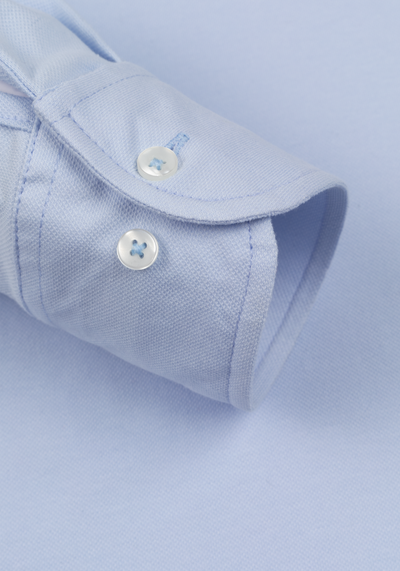 Cornflower Blue Cotton Polo Shirt - Long Sleeve