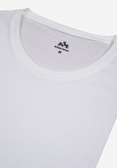 Pure White Cotton Undershirt - Short Sleeve