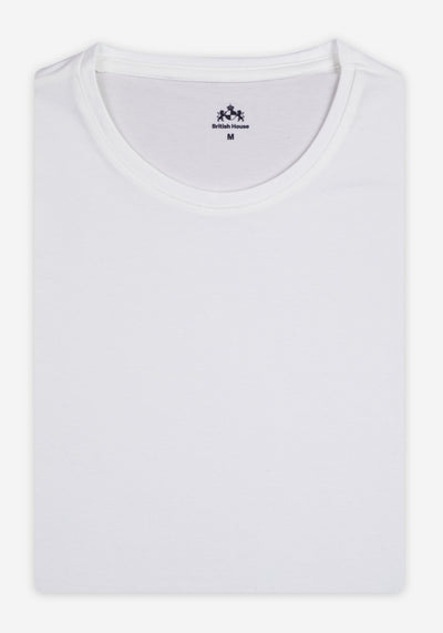 Pure White Cotton Undershirt - Short Sleeve