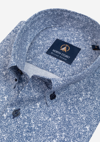 Cornflower Blue Printed Poplin Shirt