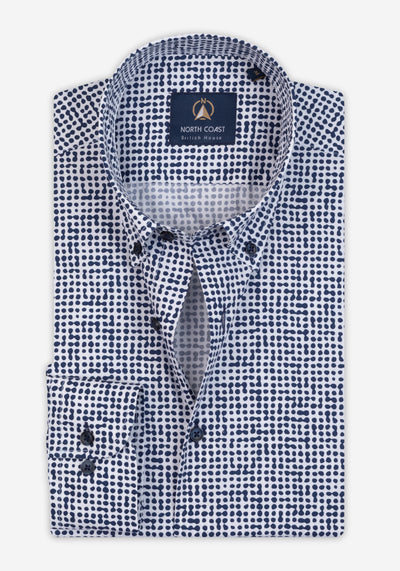 Frost Navy Dotted Poplin Shirt