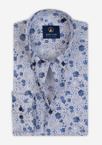 Ocean Blue Floral Poplin Shirt