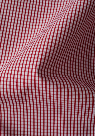 Claret Red Checked Poplin Shirt - Short Sleeve