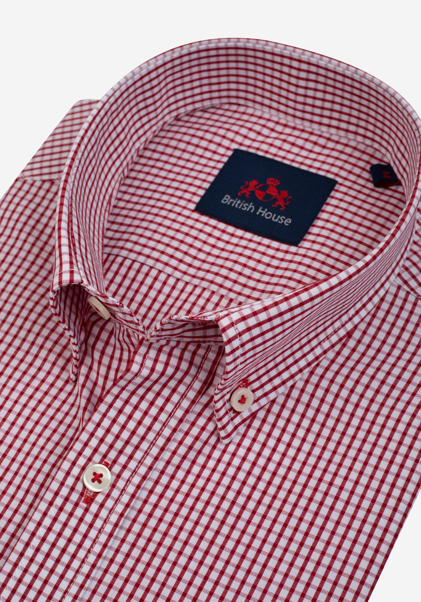 Claret Red Checked Poplin Shirt - Short Sleeve