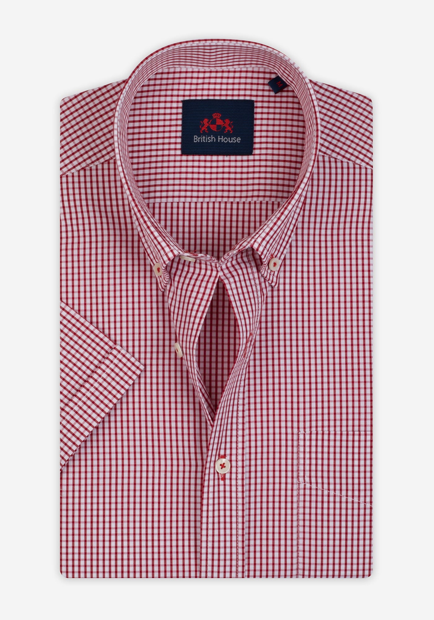 Claret Red Checked Poplin Shirt - Short Sleeve