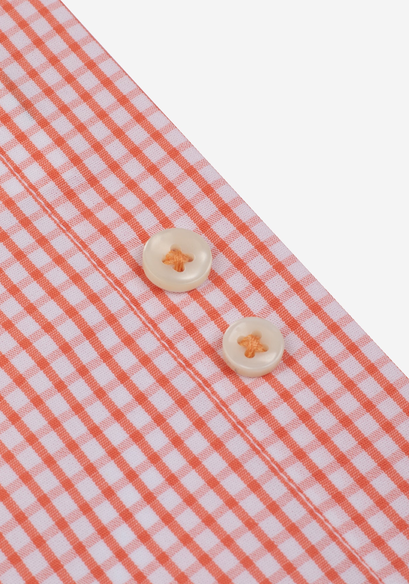 Sunrise Orange Checked Poplin Shirt - Short Sleeve