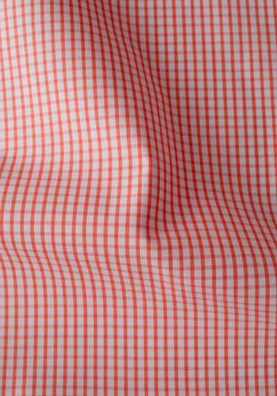 Sunrise Orange Checked Poplin Shirt - Short Sleeve