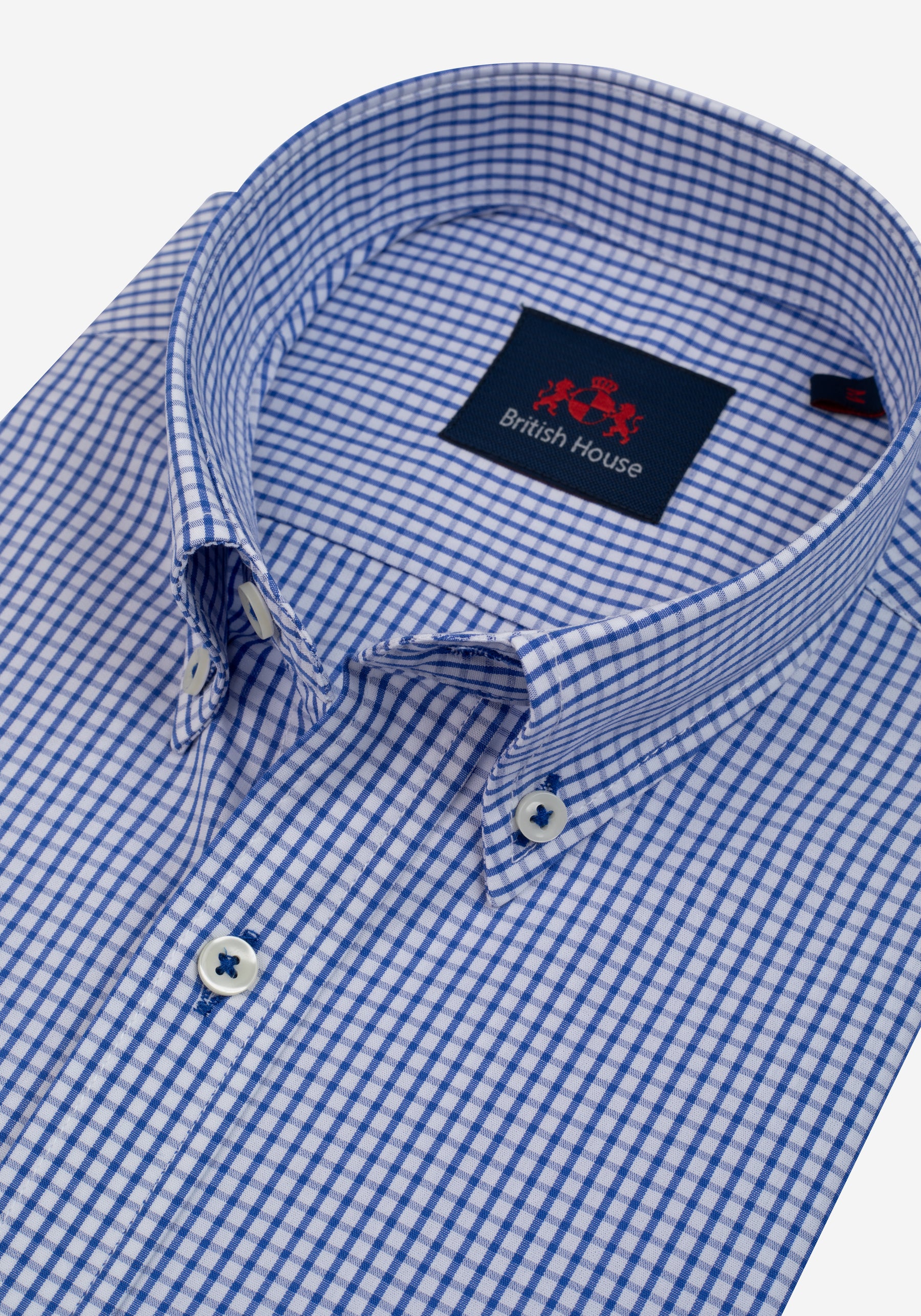 Sail Blue Checked Poplin Shirt - Short Sleeve