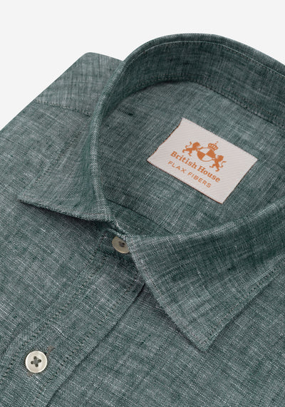 Faded Olive Washed Belgian Linen Shirt