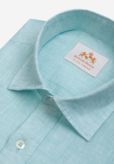 Aqua Blue Washed Belgian Linen Shirt