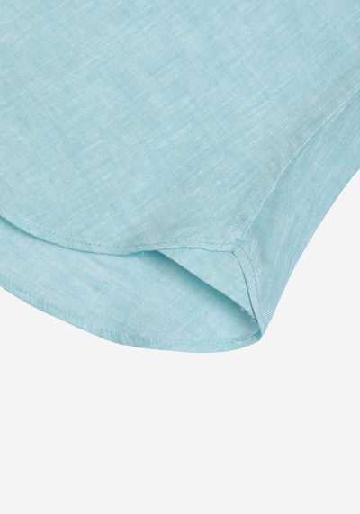 Aqua Blue Washed Belgian Linen Shirt