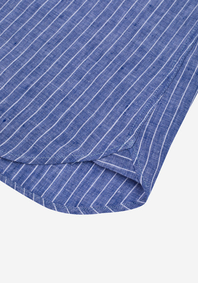 Imperial Blue Stripe Washed Belgian Linen Shirt