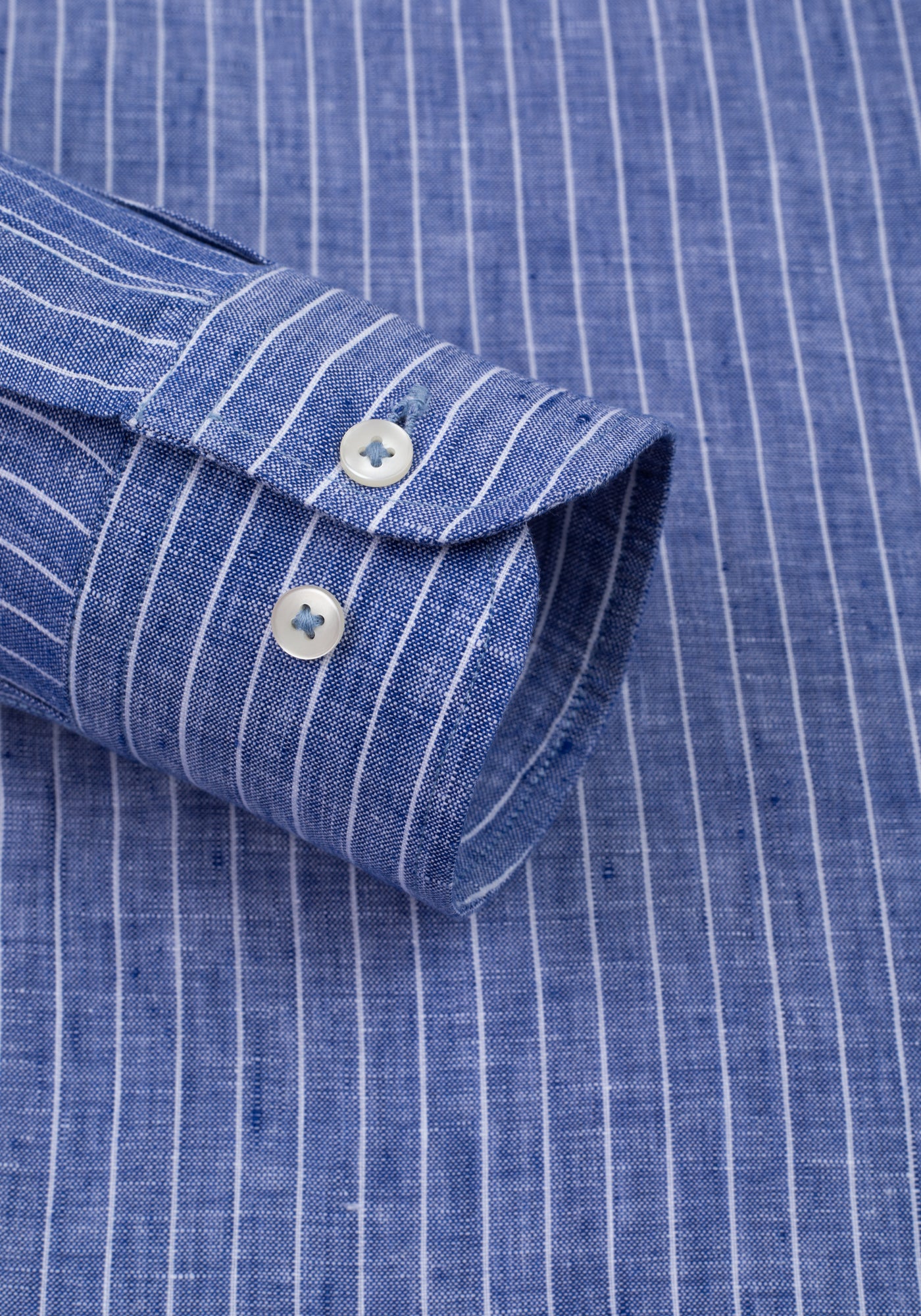 Imperial Blue Stripe Washed Belgian Linen Shirt