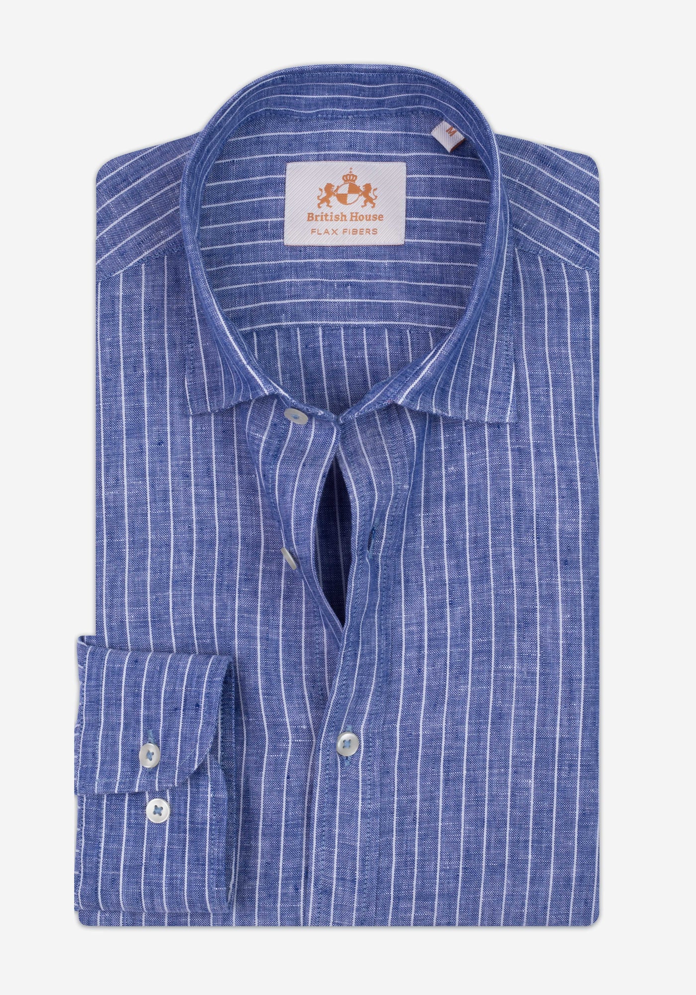 Imperial Blue Stripe Washed Belgian Linen Shirt