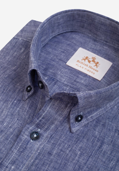 Indigo Blue Belgian Linen Shirt