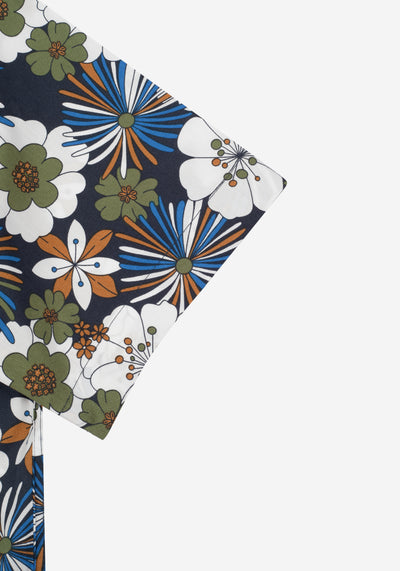 Colorful Floral Poplin Resort Shirt - Short Sleeve