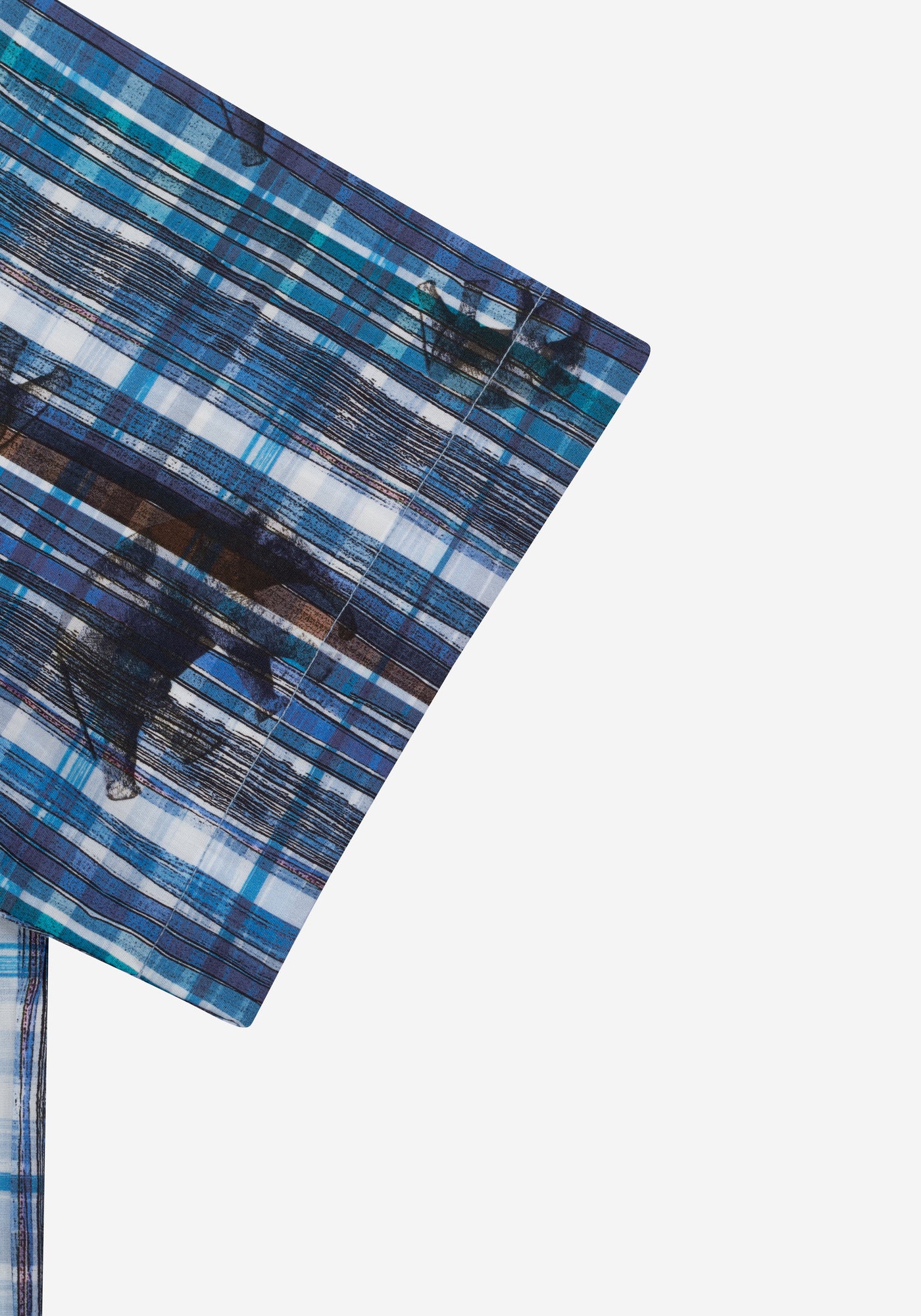 Vivid Blue Printed Poplin Resort Shirt - Short Sleeve