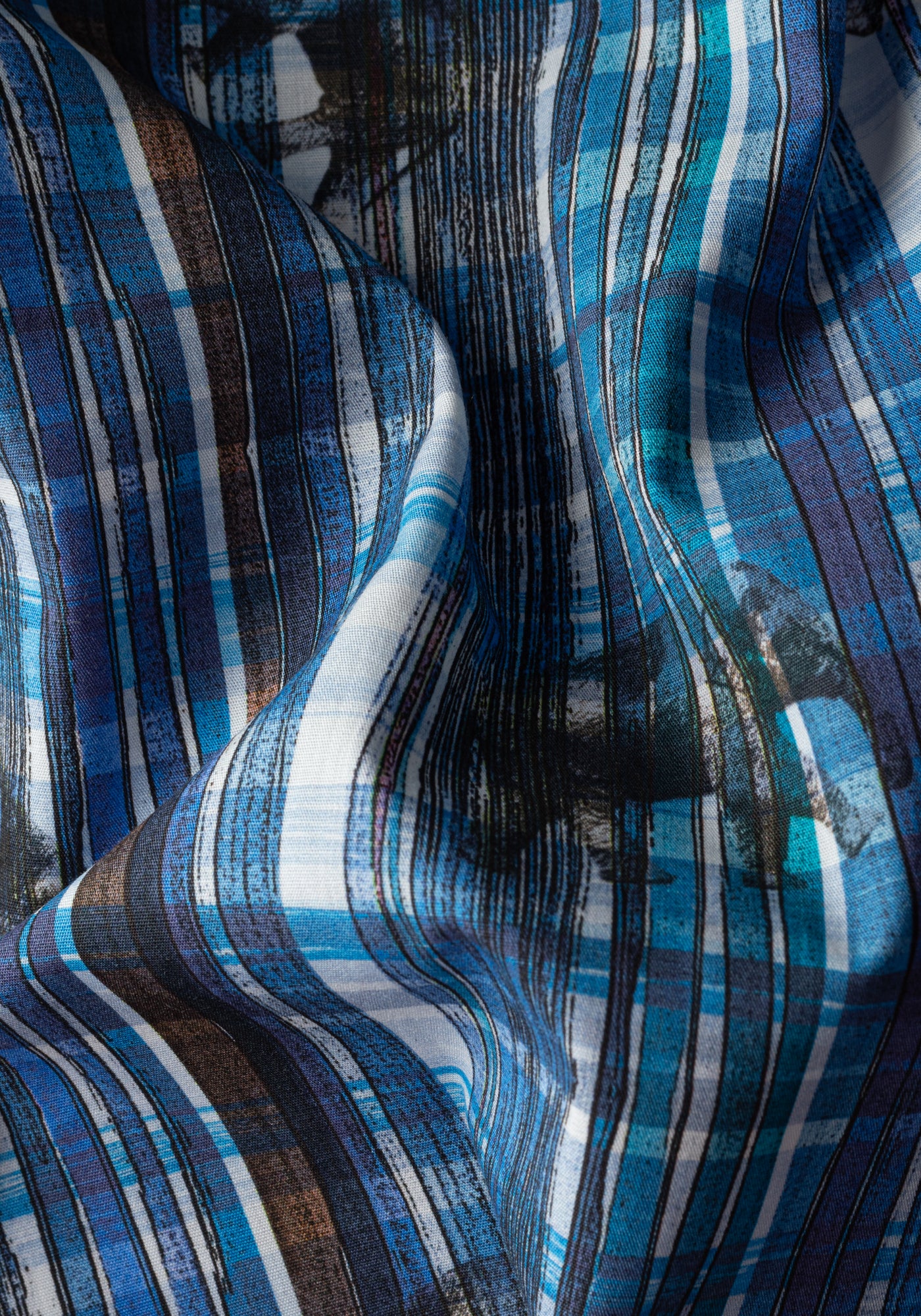 Vivid Blue Printed Poplin Resort Shirt - Short Sleeve